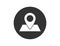 Location marker. Map point tag. Navigation lable in white and black. Mark pointer symbol. GPS icon in flat design