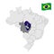 Location of Mato Grosso on map Brazil. 3d Mato Grosso location sign similar to the flag of Mato Grosso. Quality map  with regions