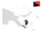 Location  Milne Bay Province  on map Papua New Guinea. 3d location sign similar to the flag of  Milne Bay Province. Quality map  w