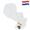 Location Misiones Department on map Paraguay. 3d location sign similar to the flag of Misiones . Quality map  with  provinces Repu