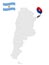 Location of  Misiones Province  on map Argentina. 3d location sign similar to the flag of Misiones. Quality map  with  provinces o