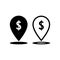 Location money icon. gps dollar simbol