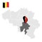 Location of Namur on map Belgium. 3d location sign similar to the flag of Namur. Quality map  with  provinces of  Belgium