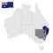 Location of New South Wales on map Australia. 3d New South Wales  flag map marker location pin. Quality map with States of Austral