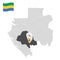 Location  Ngounie  Province  on map Gabon. 3d location sign similar to the flag of  Ngounie Province. Quality map  with  Regions o