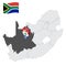 Location  Northern Cape Province on map South Africa. 3d location sign similar to the flag of  province Northern Cape. Quality map