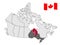 Location of  Ontario on map Canada. 3d Ontario location sign. Flag of Ontario Province. Quality map of Canada.