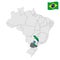 Location of Parana on map Brazil. 3d Tocantins location sign. Flag of Parana. Quality map with regions of Brazil.