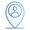 Location person flat icon. Map pin with man blue icons in trendy flat style. Map marker and human gradient style design