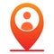 Location person flat icon. Map pin with man color icons in trendy flat style. Map marker and human gradient style design