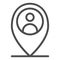 Location person line icon. Map pin with man vector illustration isolated on white. Map marker and human outline style