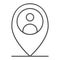 Location person thin line icon. Map pin with man vector illustration isolated on white. Map marker and human outline