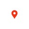 Location pin icon. Red pointer. Simple flat point template. Infographic design element for navigation app, place on map