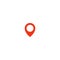 Location pin icon. Red taxi pointer. Simple flat point template. Infographic design element for navigation app, place on