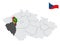 Location Plzen Region on map Czech Republic. 3d location sign similar to the flag of Plzen. Quality map  with  Regions of the Czec