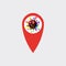 Location point Coronavirus COVID-19 . Virus bacteria Coronavirus nCoV, map pin locator