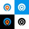 Location or position pointer logo, map pin symbol, circle shape icon