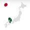 Location of Prefecture Kagawa on map Japan. 3d Kagawa location mark. Quality map  with regions of Japan for your web site design,