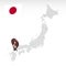 Location of Prefecture Yamaguchi on map Japan. 3d Yamaguchi location mark. Quality map  with regions of Japan for your web site de