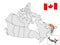 Location of  Prince Edward Island on map Canada. 3d Prince Edward Island location sign. Flag of Prince Edward Island Province