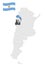 Location of  Province San Juan on map Argentina. 3d location sign similar to the flag of San Juan. Quality map  with  provinces of