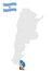 Location of  Province Tierra del Fuego on map Argentina. 3d location sign similar to the flag of Tierra del Fuego. Quality map  wi