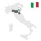 Location region Emilia Romagna on map Italy. 3d Emilia Romagna location sign. Quality map  with regions of Italy.
