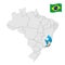 Location of Rio de Janeiro on map Brazil. 3d Rio de Janeiro location sign similar to the flag of Rio de Janeiro. Quality map  with