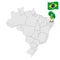 Location of Rio Grande do Norte on map Brazil. 3d Rio Grande do Norte location sign similar to the flag of Rio Grande do Norte. Qu