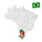 Location of Rio Grande do Sul on map Brazil. 3d Rio Grande do Sul location sign similar to the flag of Sao Paulo. Quality map  wit