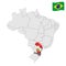 Location of Santa Catarina on map Brazil. 3d Santa Catarina location sign similar to the flag of Santa Catarina. Quality map  with