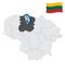 Location Siauliai County on map Lithuania. 3d location sign similar to the flag of Siauliai County. Quality map  with  counties of