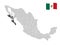 Location of South Lower California on map Mexico. 3d location sign  of South Lower . Quality map  with  provinces of  Mexico