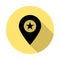 Location, star simple vector icon in long shadow style