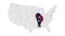 Location State of  Mississippi on map USA. 3d State Mississippi flag map marker location pin. Map of United States of America show