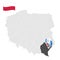 Location of  Subcarpathia Province on map Poland. 3d location sign similar to the flag of Podkarpackie. Quality map  with  provinc