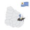 Location Treinta y Tres Department  on map Uruguay. 3d location sign similar to the flag of Treinta y Tres Department. Quality map