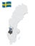 Location Varmland County on map Sweden. 3d location sign similar to the flag of Varmland County. Quality map  with regions of  Swe