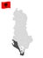 Location Vlore  County  on map Albania. 3d location sign similar to the flag of  Vlore  County. Quality map  with  Regions of the