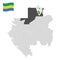 Location  Woleu-Ntem Province  on map Gabon. 3d location sign similar to the flag of  Woleu-Ntem Province. Quality map  with  Regi