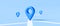 Locator mark of map and location pin or navigation icon sign on blue background with search concept. 3D rendering
