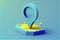 Locator mark of map and location pin or navigation icon sign on blue background with search concept. 3D rendering