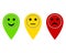 Locator pins in various colors with Smilies