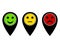Locator pins in various colors with Smilies