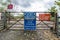 Loch Awe, Argyll , Scotland - May 15 2017 : Sign with instructions how to tresspass the railway