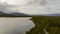 Loch Moy from a drone on a cloudy day facing West