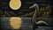 Loch Ness Monster Haunted By The Moon: A Traditional Oil Painting