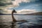 Loch Ness monster Nessie in the lake. Generative AI