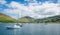 Lochranza bay with boats at anchor, Arran island.