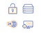 Lock, 24h service and Servers icons set. Seo sign. Private locker, Call support, Big data. Search engine. Vector
